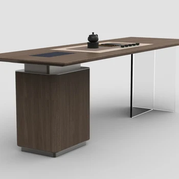 Обеденный стол из массива дерева, современный простой акриловый чайный столик, рабочий стол в стиле постмодерн из орехового дерева
