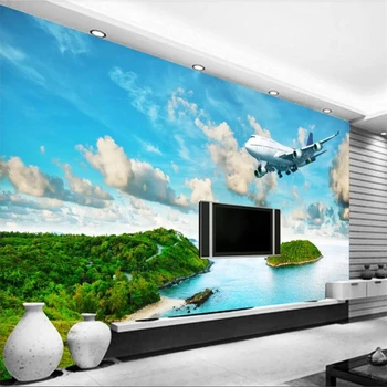 обои на заказ beibehang 3D фреска приморский остров тропический лес самолет ТВ фон обои домашний декор 3D обои