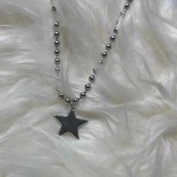 Ожерелье с подвеской в виде звезды из титановой стали для мужчин и женщин Y2K Хип-хоп Крутые Горячие девушки Бусы Цепочки Колье Корейская бижутерия