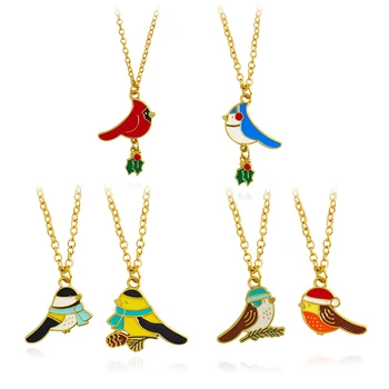 Ожерелье с птицей в 6 стилях, ожерелья с мультяшными птицами, модные ожерелья с птицами золотого цвета, цепочка на ключицу, ожерелья с птицами-ласточками