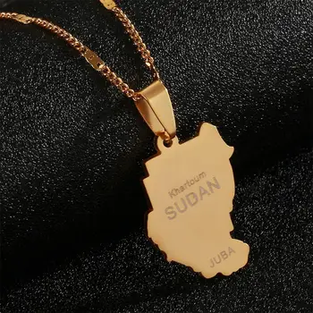 Ожерелья-подвески из Старого Судана из нержавеющей стали, Карта Судана Золотого цвета, ювелирные изделия из цепочки Джуба