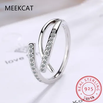 Подлинное кольцо с крестом из стерлингового серебра 925 пробы, сверкающее прозрачным фианитом, для женщин, кольцо простого дизайна, изысканные ювелирные украшения, подарочные аксессуары