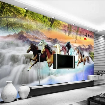 Пользовательские обои 3d фотообои Maxima Восемь лошадей фон для телевизора в гостиной в китайском стиле обои для домашнего декора 3D обои