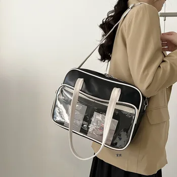 Прозрачная женская сумка-тоут из новой мягкой кожи, большая вместительная сумка на одно плечо, сумка-мессенджер, классная сумка-мессенджер타백타백