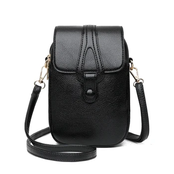 Простой дизайн Сумки через плечо из искусственной кожи для женщин, весенние фирменные сумки в стиле ретро, кошельки, дамский мобильный телефон, черная сумка