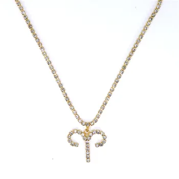 Простой и модный Горный хрусталь 12 созвездий кристалл кулон ожерелье хип-хоп ювелирные изделия оптом