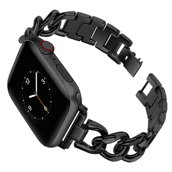 Ремешок Cuban Link для Apple watch ремешок 41 мм 40 мм 38 мм 45 мм 44 мм 42 мм Металлический браслет из нержавеющей стали iWatch series 7 6 5 4 3 se
