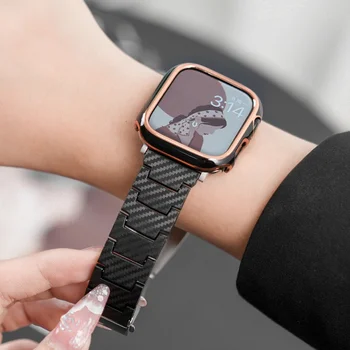 Ремешок с рисунком из углеродного волокна для Apple Watch Band 45 мм 44 мм 40 мм 41 мм 38 мм 42 мм Браслет для Iwatch серии 7 6 5 4 3 SE браслет