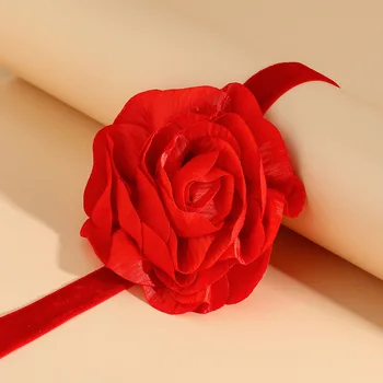 Романтическое ожерелье с большим цветком розы для женщин, многоцветное регулируемое длинное цепное вечернее свадебное ожерелье, модные украшения в подарок