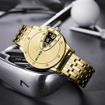 роскошные брендовые мужские часы с креативным полузакрытым циферблатом из нержавеющей стали, водонепроницаемые модные мужские часы, кварцевые часы Relogio Masculino