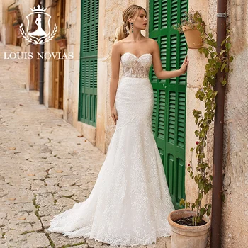 Свадебное платье Русалки LOUIS NOVIAS 2 В 1 для женщин с жакетом 2023, Очаровательное свадебное платье без бретелек Vestidos De Novia