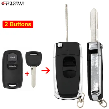 Складной Флип-2-кнопочный пульт дистанционного управления Smart Car Key Shell Case Чехол для Mazda 2 3 6 323 626 с неразрезанным лезвием