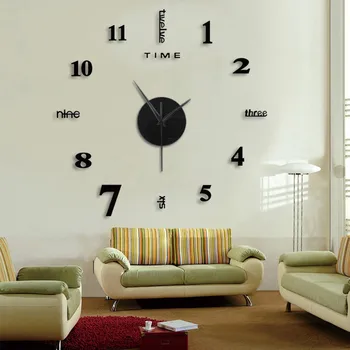 Современные Большие Настенные часы 3d Зеркальная Наклейка Уникальные Часы с Большим номером Diy Decor Настенные Часы Художественная Наклейка Decal Home Modern Decoration