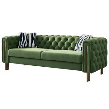 Современный бархатный диван, 3-местный диван, Хохлатый диван для гостиной, сиденье с несколькими подушками 84,25 ”x30.71”x29.13”