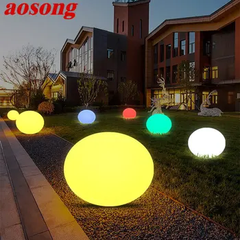 Современный белый газонный светильник AOSONG, водонепроницаемый IP65, наружный круглый светодиодный 16 цветов, для украшения сада и парка