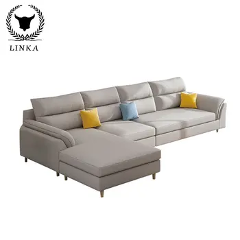 Современный, легкий, роскошный, высокого класса диван из ткани L-образной формы для гостиной, Мебельные диваны