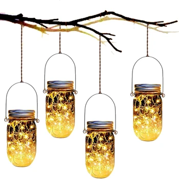 Солнечные Лампы Mason Jar 2M 20Led String Fairy Star Firefly Jar Lids Лампы С Беспламенной Свечой Для Деревьев Сада На Заднем Дворе Патио