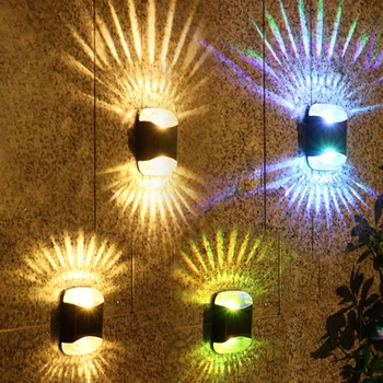 Солнечный настенный светильник, украшение для сада и внутреннего двора, ночник, водонепроницаемый, светящийся Вверх и вниз, лампы окружающего освещения, прожектор