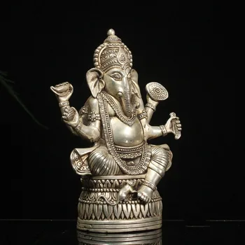 Старинный Хобот Слона Из Чистой Белой меди, Тайский Тантрический Бог-Слон, Тибетская Статуя Будды, Удача, Непальское Божество, Бог богатства