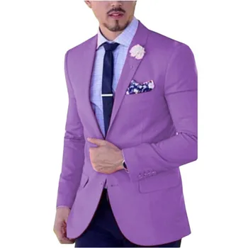 Фиолетовый костюм Homme С вырезами На лацканах, Мужской костюм из 2 предметов, Повседневные Деловые Смокинги, фрак Жениха Для свадьбы (Блейзер + брюки)