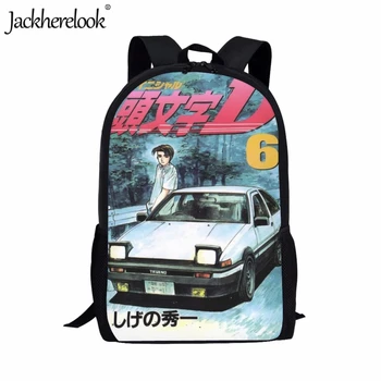 Школьная сумка Jackherelook с принтом автомобиля Initial D для студентов, модный новый аниме-рюкзак, сумки для книг для мальчиков, сумка для компьютера большой емкости