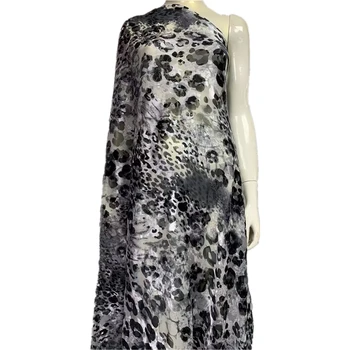 Элегантная шелковая ткань из тюля с выгоранием, высококачественная шелковая полиэфирная ткань для пошива женского платья